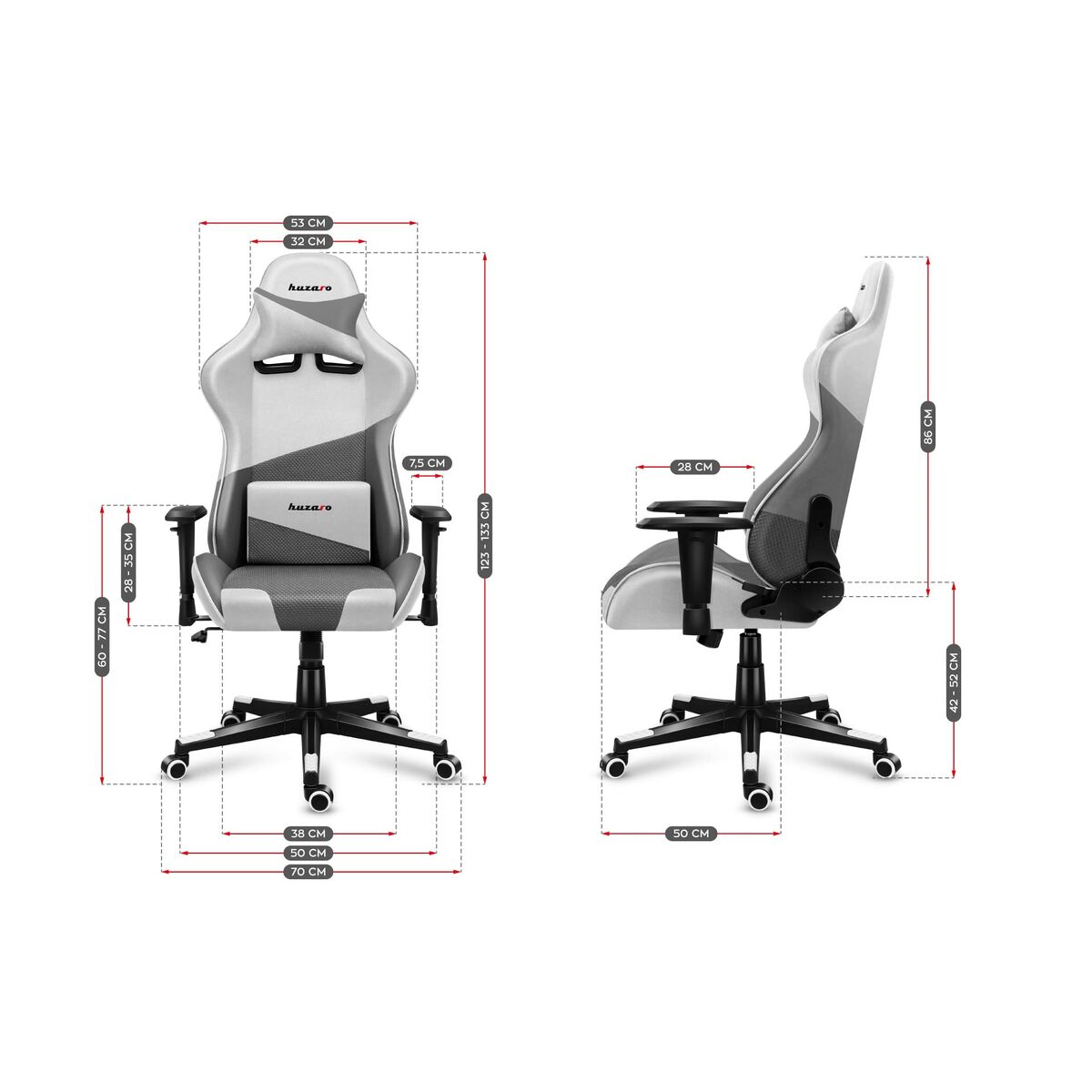 Gaming stoel Huzaro Hz-Force 6.2 White Mesh Wit